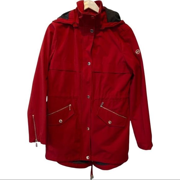 Michael Kors red polyester waterproof utility jacket size M new without tag - Picture 1 of 9